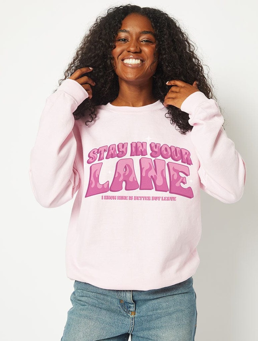 Skinnydip London Stay In Your Lane Sweatshirt In Pink Hoodies & Sweatshirts