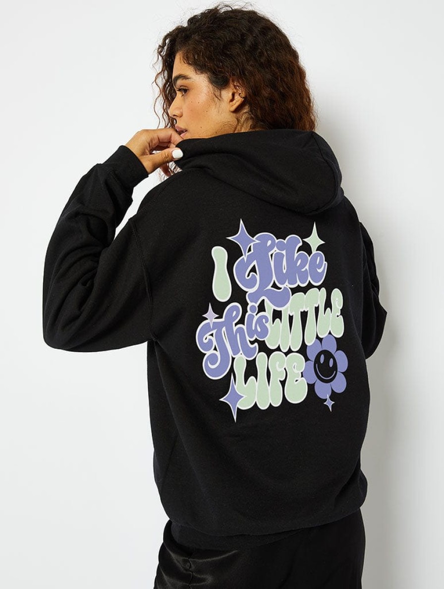 Skinnydip London I Think I Like This Little Life Hoodie In Black Loungewear