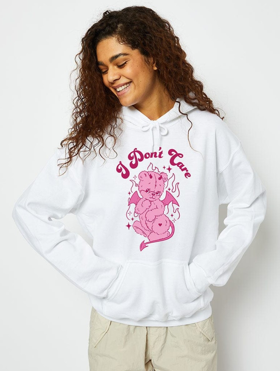 Skinnydip London I Don'T Care Hoodie In White Hoodies & Sweatshirts