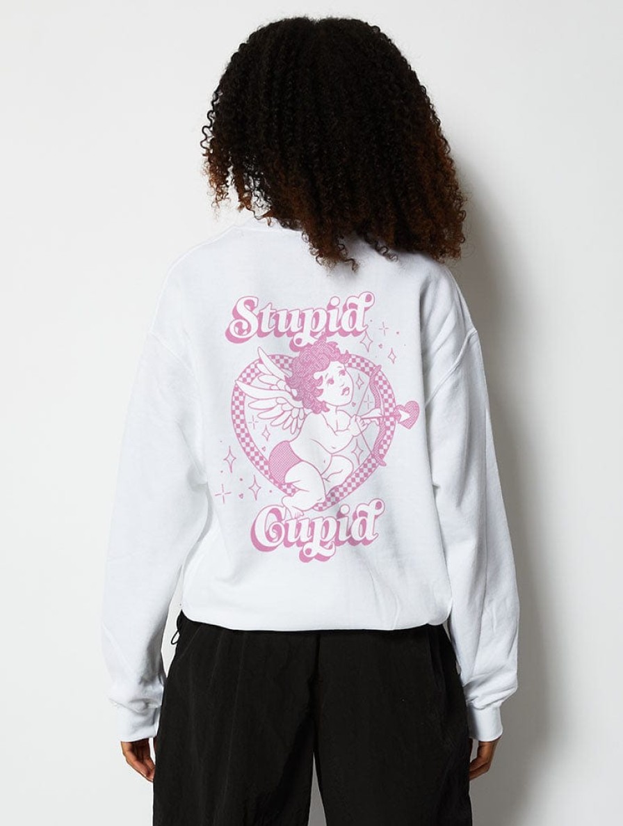 Skinnydip London Stupid Cupid Sweatshirt In White Hoodies & Sweatshirts