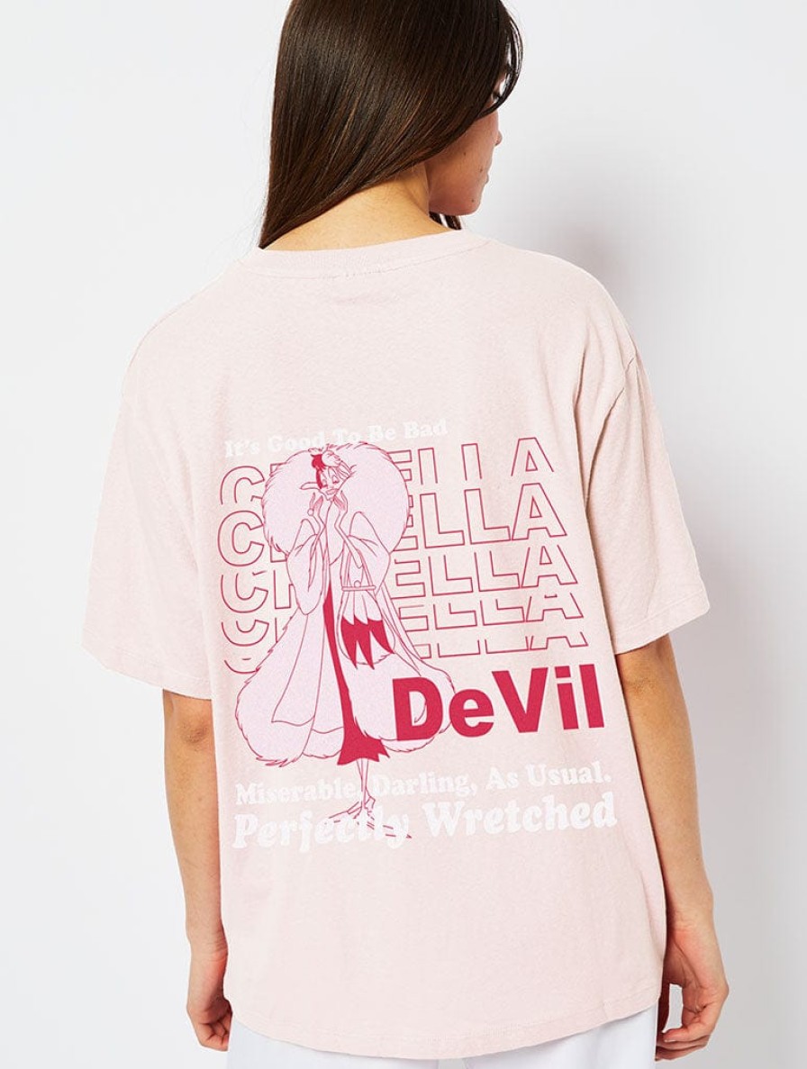 Skinnydip London Disney Cruella De Vil Poster T-Shirt In Pink Shop All Clothing