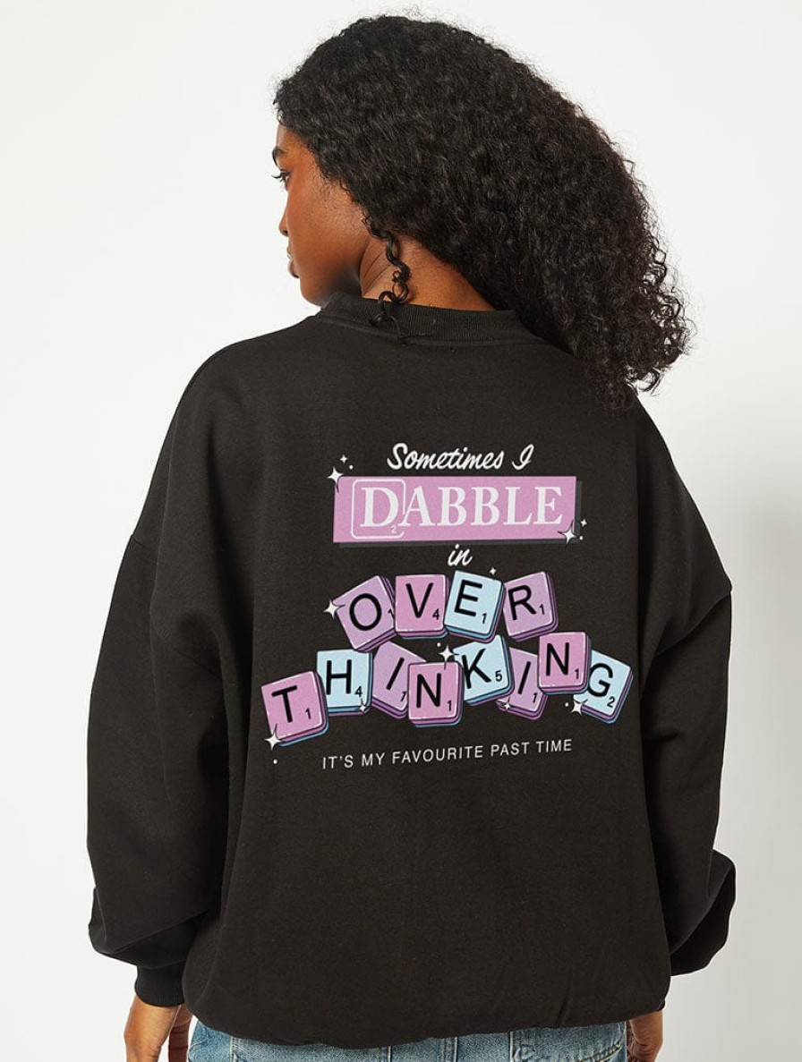 Skinnydip London Dabble Overthinker Sweatshirt In Black Loungewear