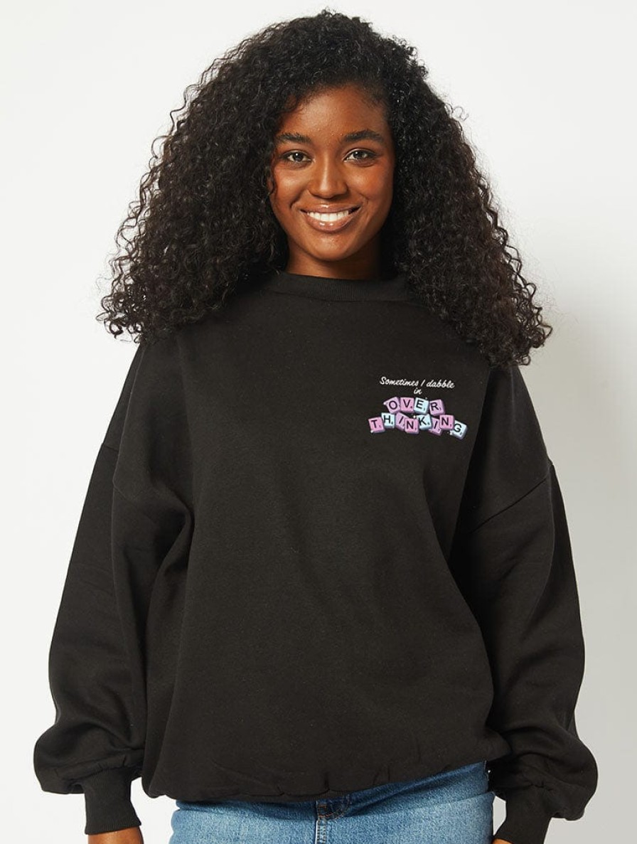 Skinnydip London Dabble Overthinker Sweatshirt In Black Loungewear