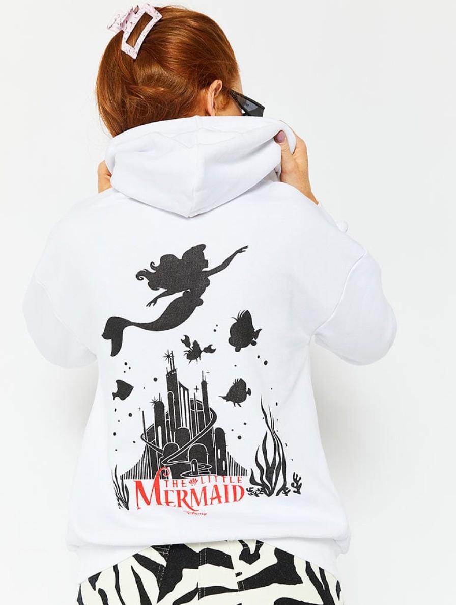 Skinnydip London Disney Little Mermaid Poster Hoodie In White Loungewear