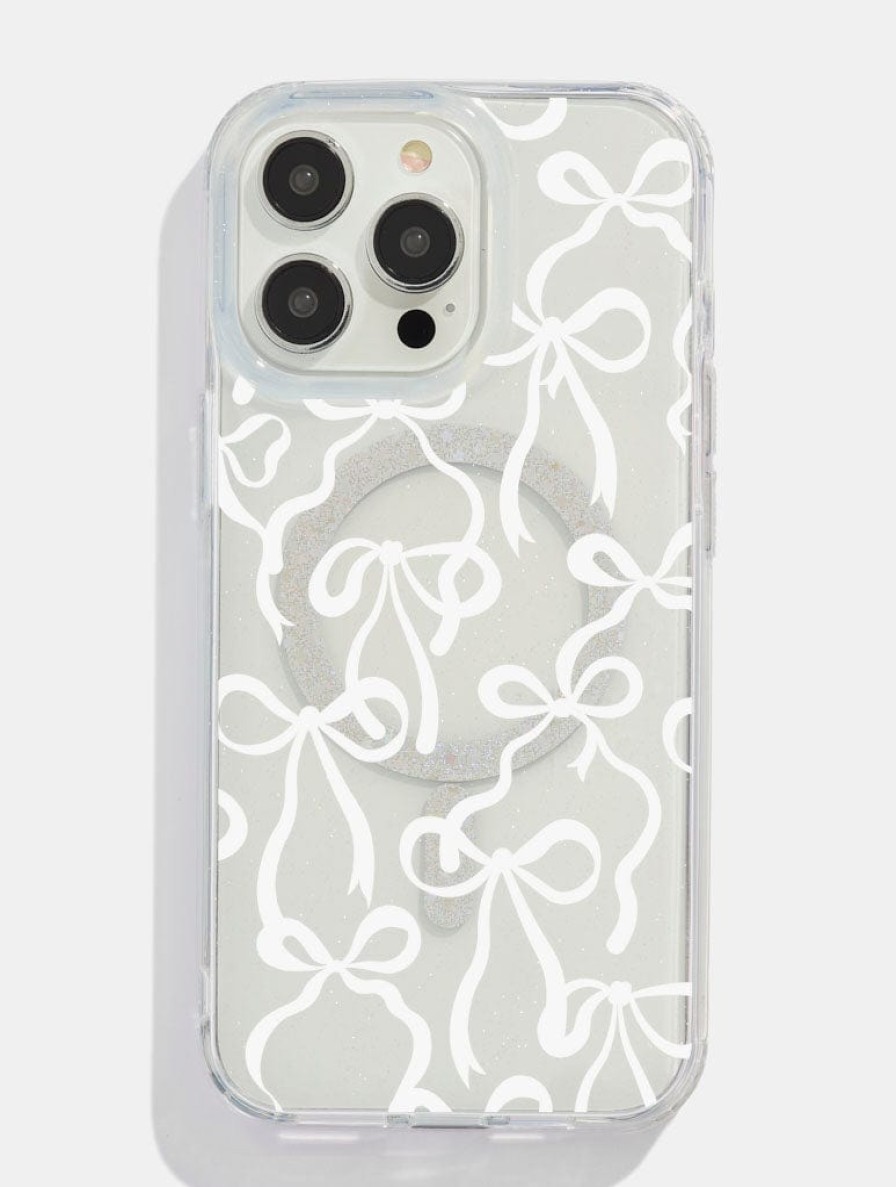 Skinnydip London White Bows Glitter Magsafe Iphone Case Magsafe Cases