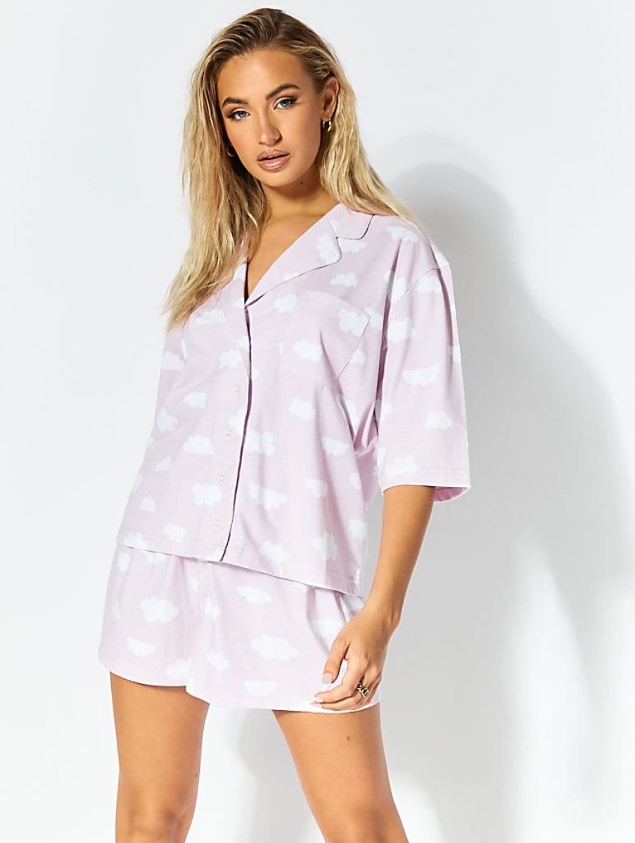 Skinnydip London Pink Cloud Pyjama Shirt & Shorts Set Nightwear