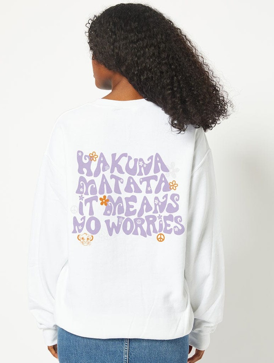 Skinnydip London Disney Hakuna Matata Sweatshirt In White Hoodies & Sweatshirts