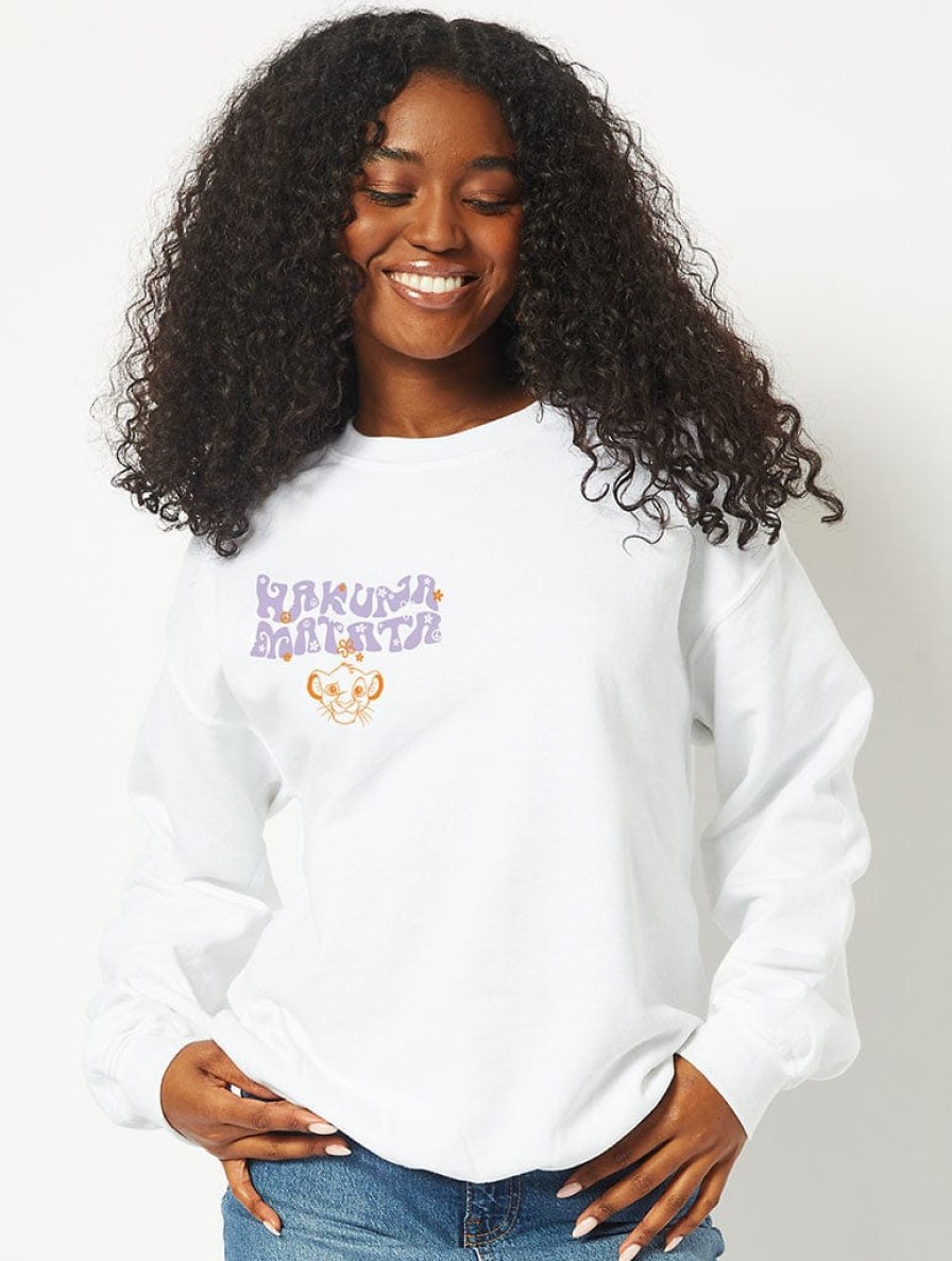 Skinnydip London Disney Hakuna Matata Sweatshirt In White Hoodies & Sweatshirts