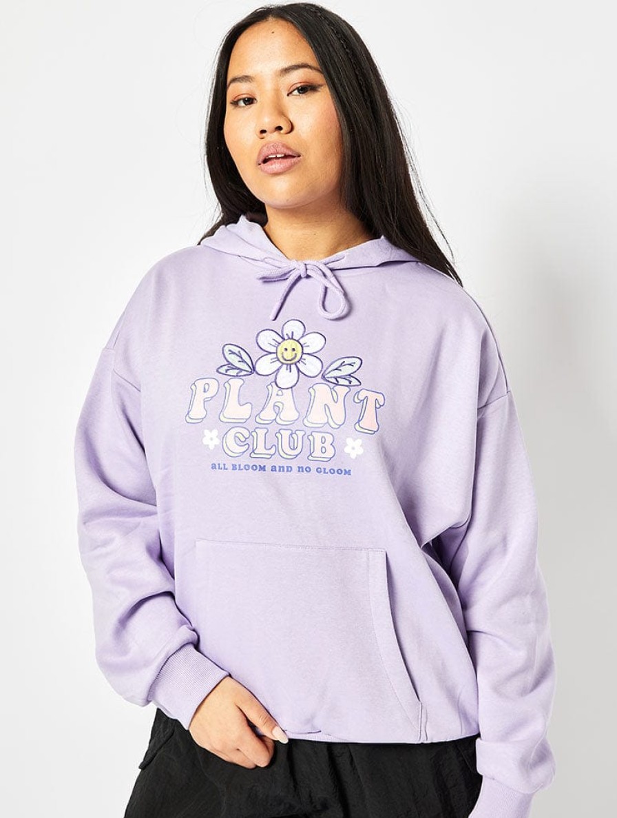 Skinnydip London Plant Club Oversized Hoodie In Lilac Loungewear