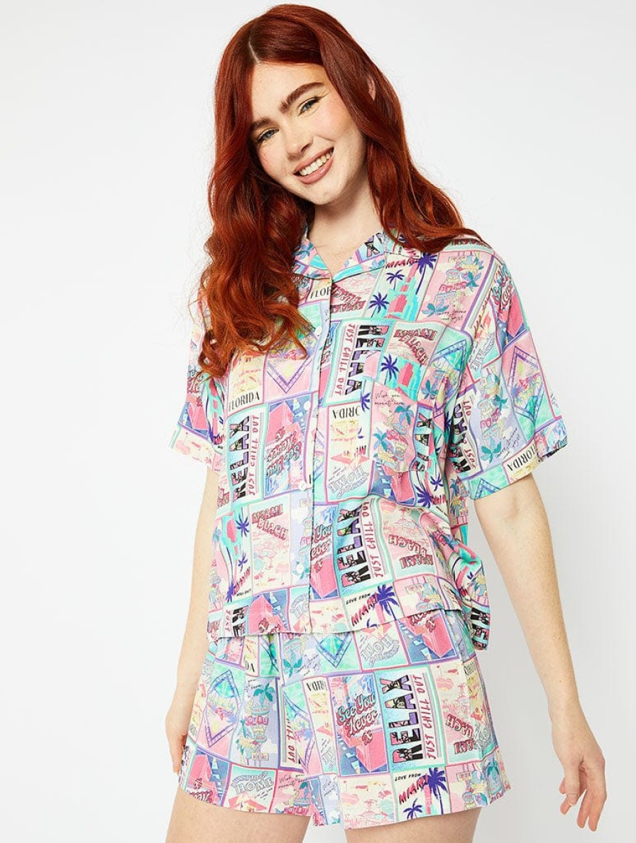 Skinnydip London Postcard Print Resort Shirt Co-Ords