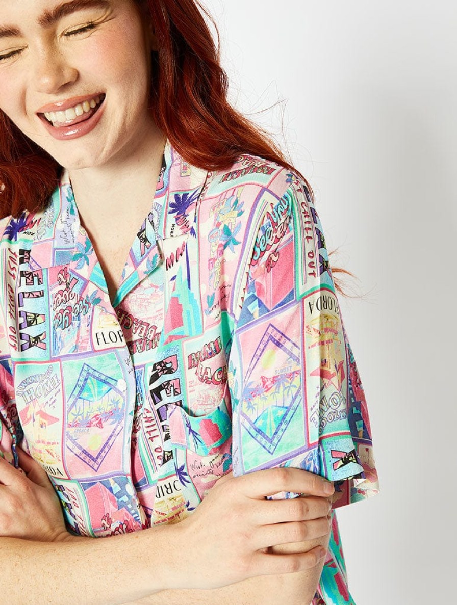 Skinnydip London Postcard Print Resort Shirt Co-Ords