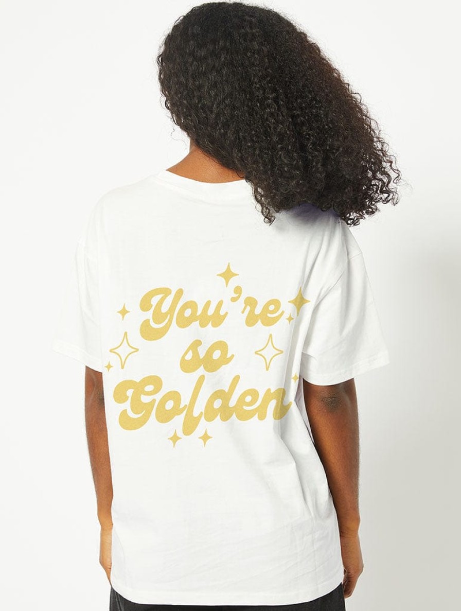 Skinnydip London You'Re So Golden T-Shirt In White Tops & T-Shirts