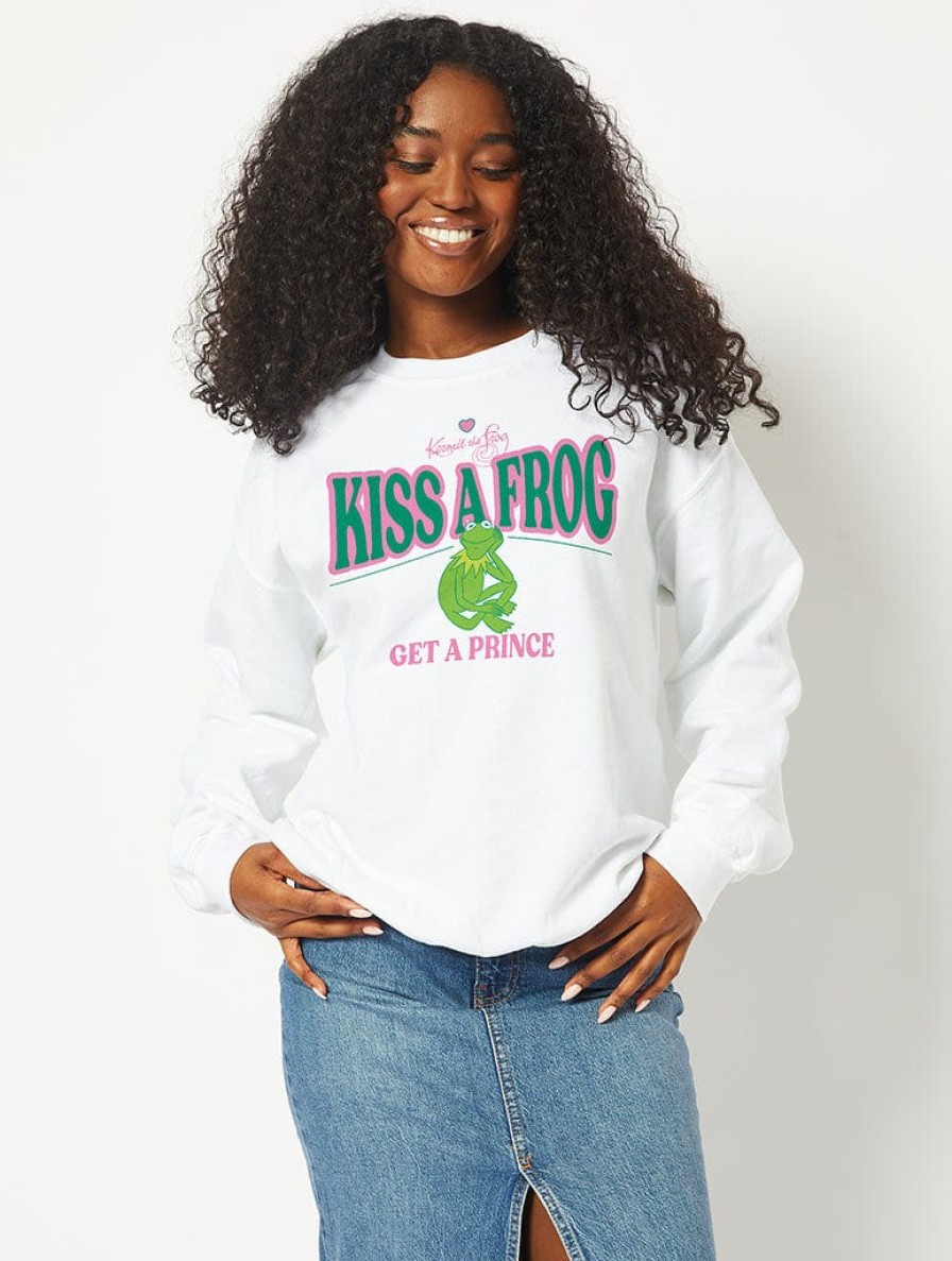 Skinnydip London Disney Kermit Kiss A Frog Sweatshirt In White Loungewear