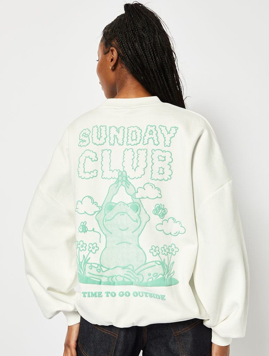 Skinnydip London Sunday Club Oversized Sweatshirt In Ecru Loungewear