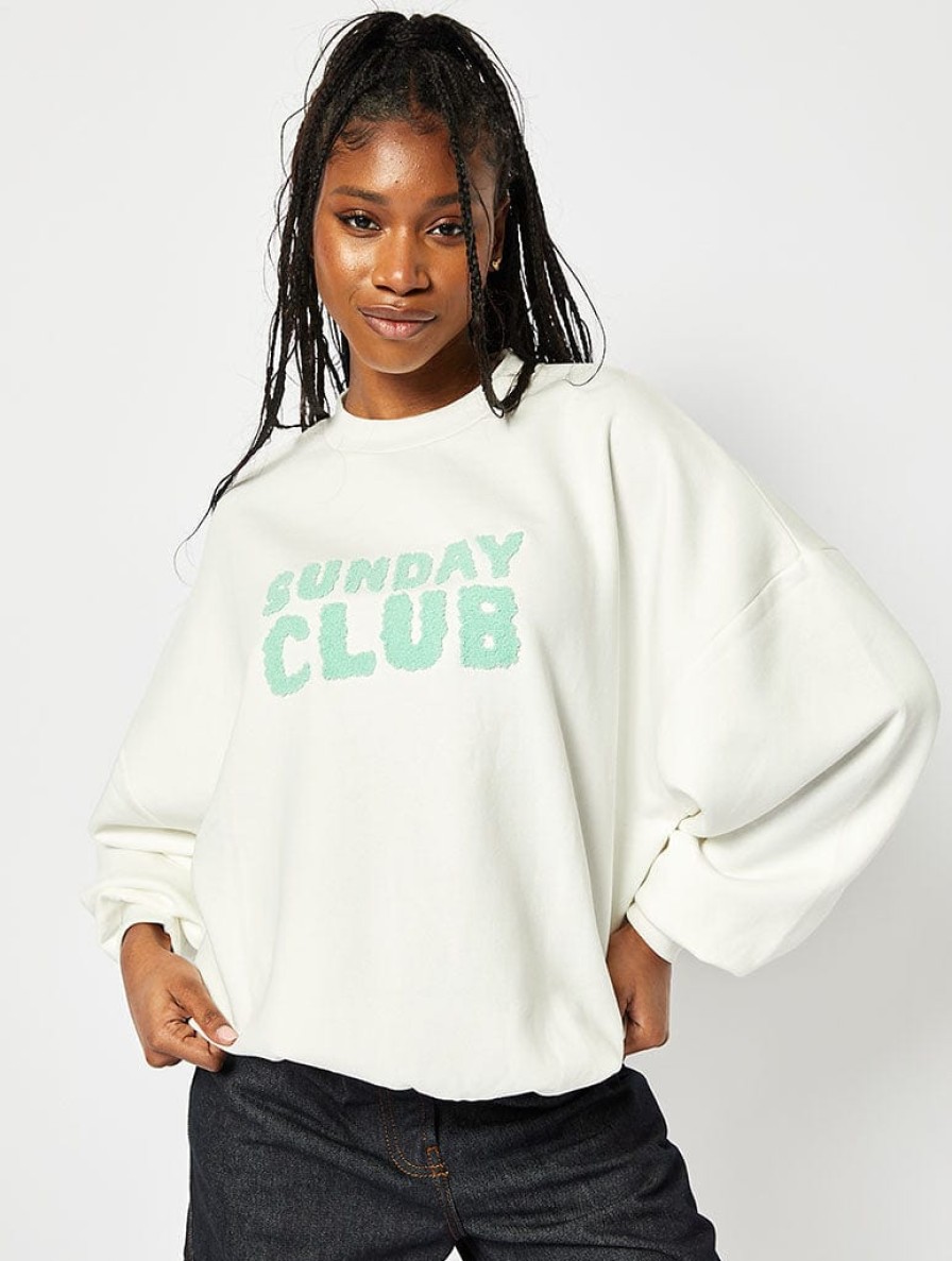 Skinnydip London Sunday Club Oversized Sweatshirt In Ecru Loungewear