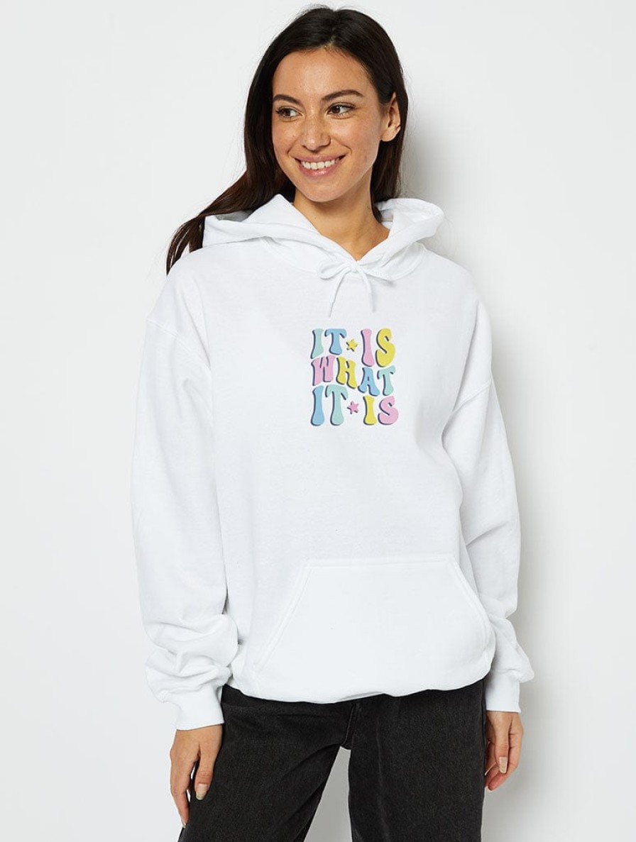 Skinnydip London It Is What It Is Hoodie In White Hoodies & Sweatshirts