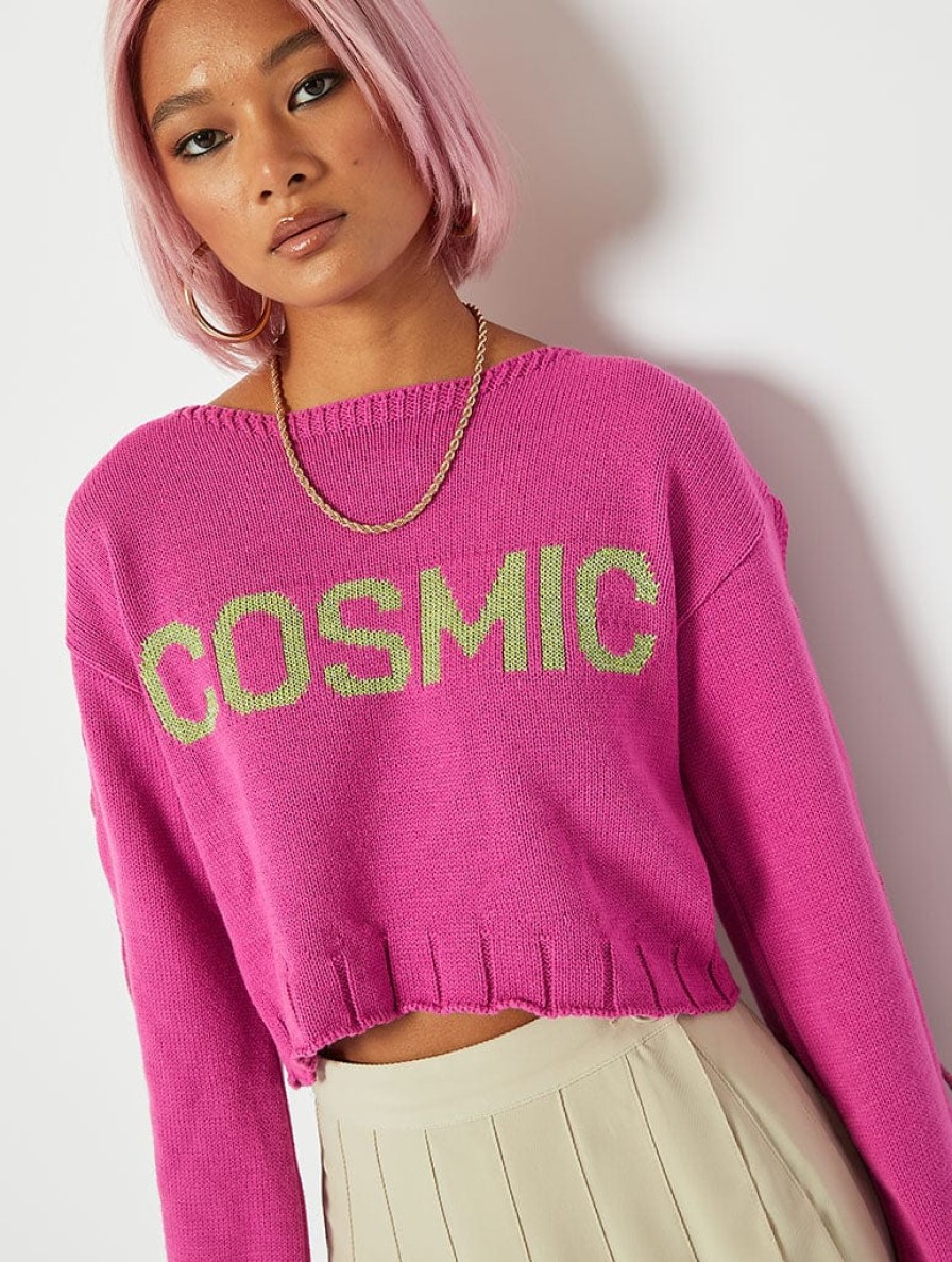 Skinnydip London Cosmic Lace Sleeve Crop Jumper Jumpers & Cardigans