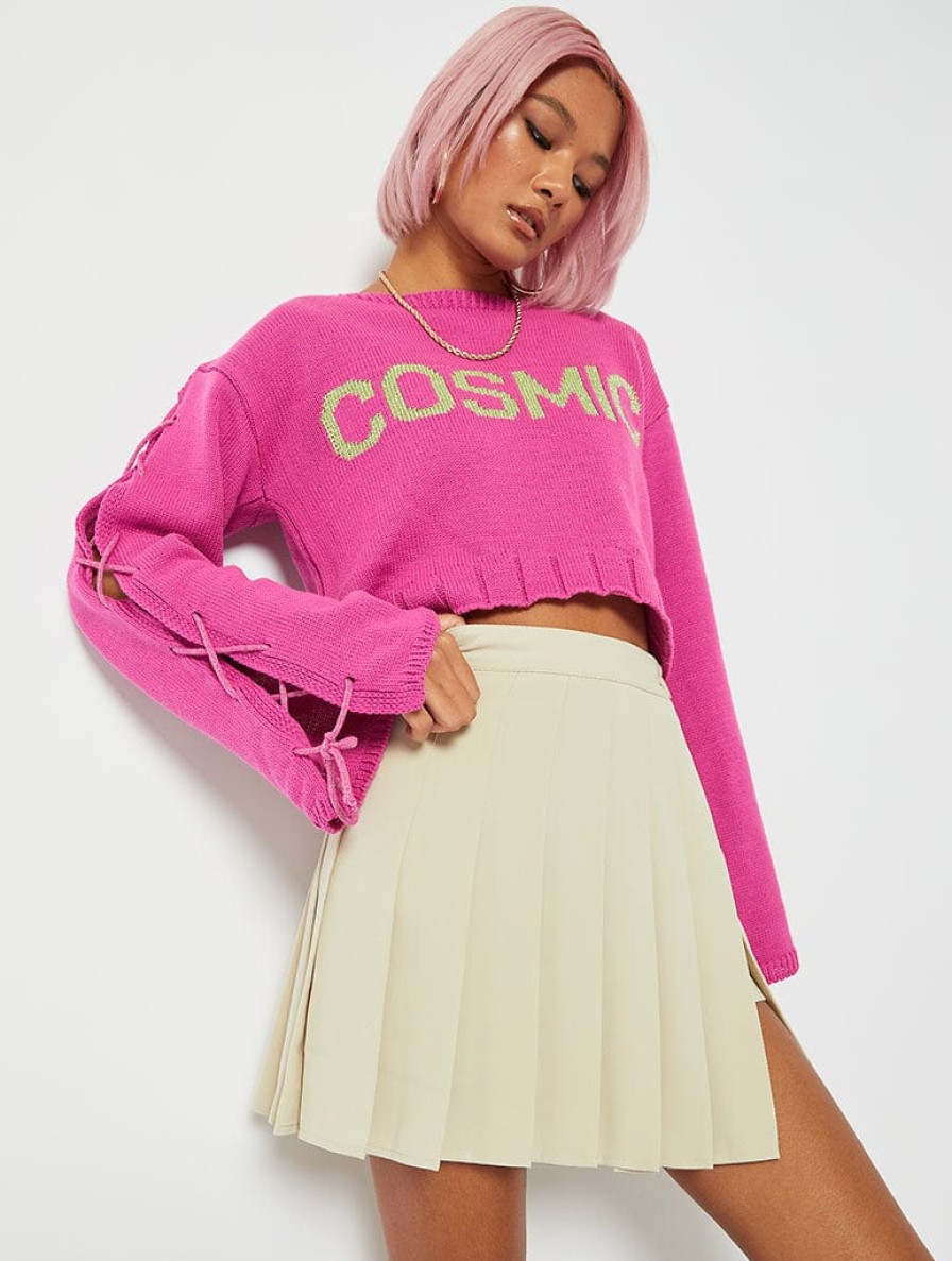 Skinnydip London Cosmic Lace Sleeve Crop Jumper Jumpers & Cardigans