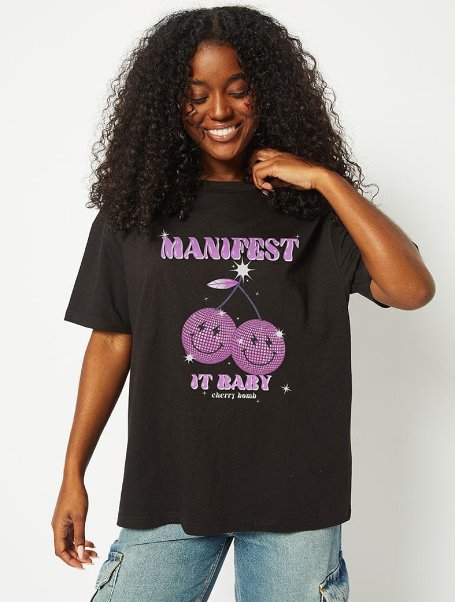 Skinnydip London Manifest It Baby T-Shirt In Black Tops & T-Shirts