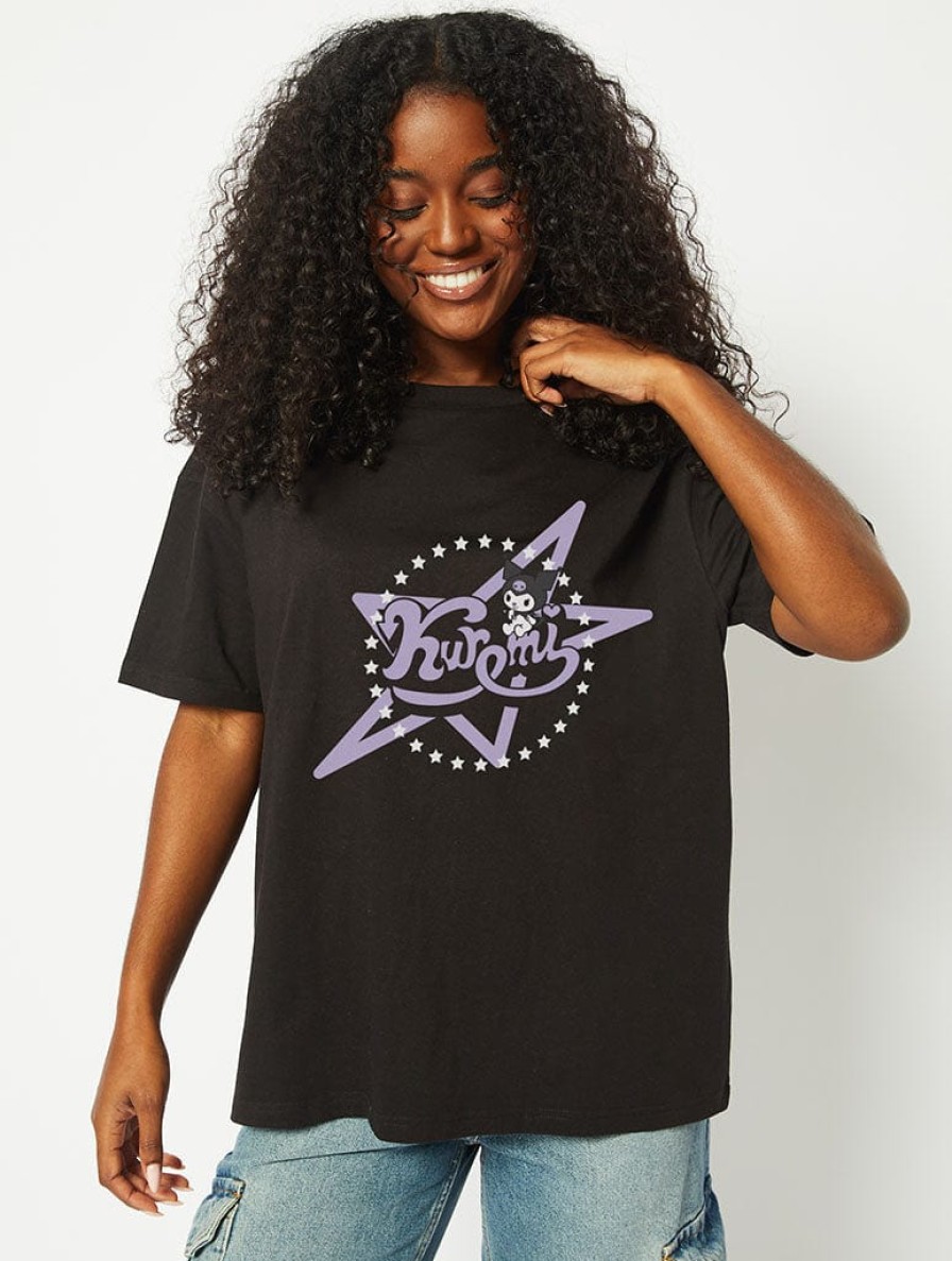 Skinnydip London Hello Kitty X Skinnydip Kuromi T-Shirt In Black Tops & T-Shirts