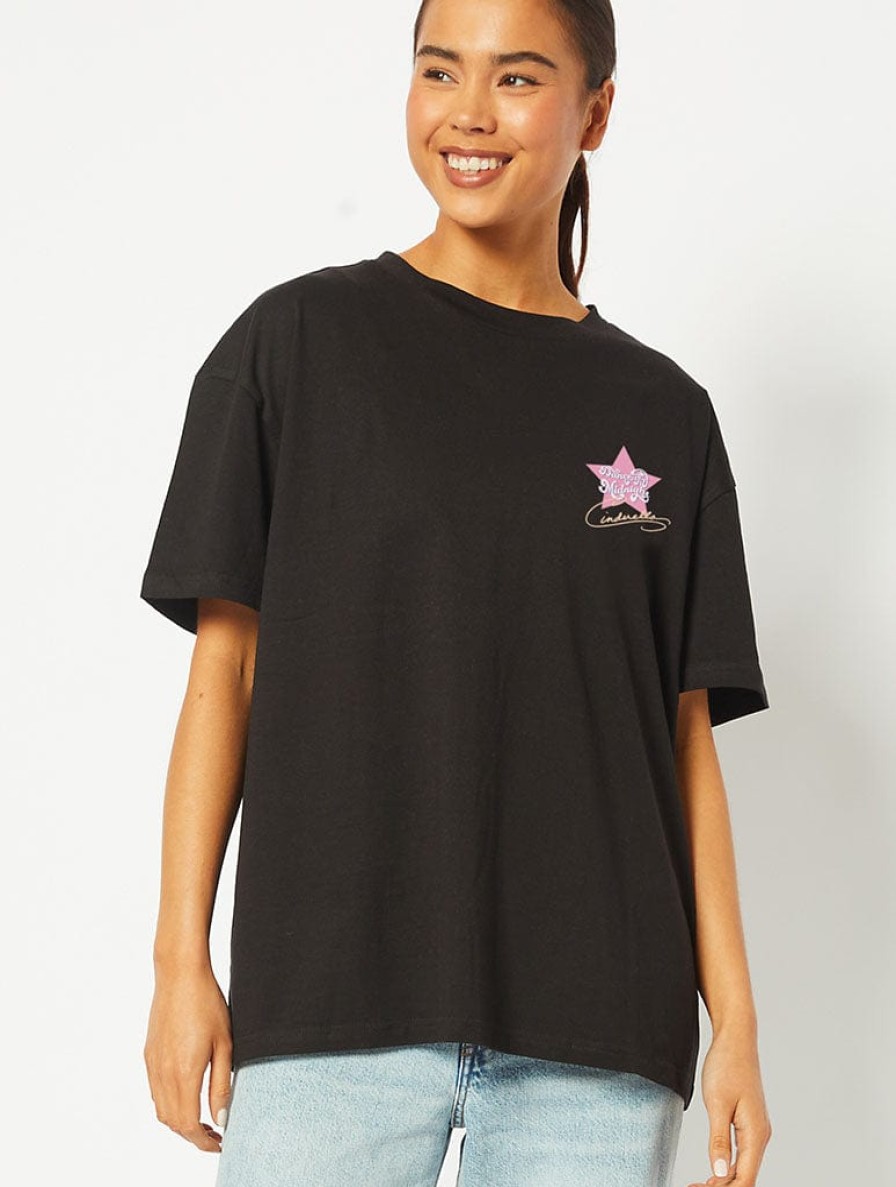 Skinnydip London Disney Cinderella Dance Til Midnight T-Shirt In Black Tops & T-Shirts