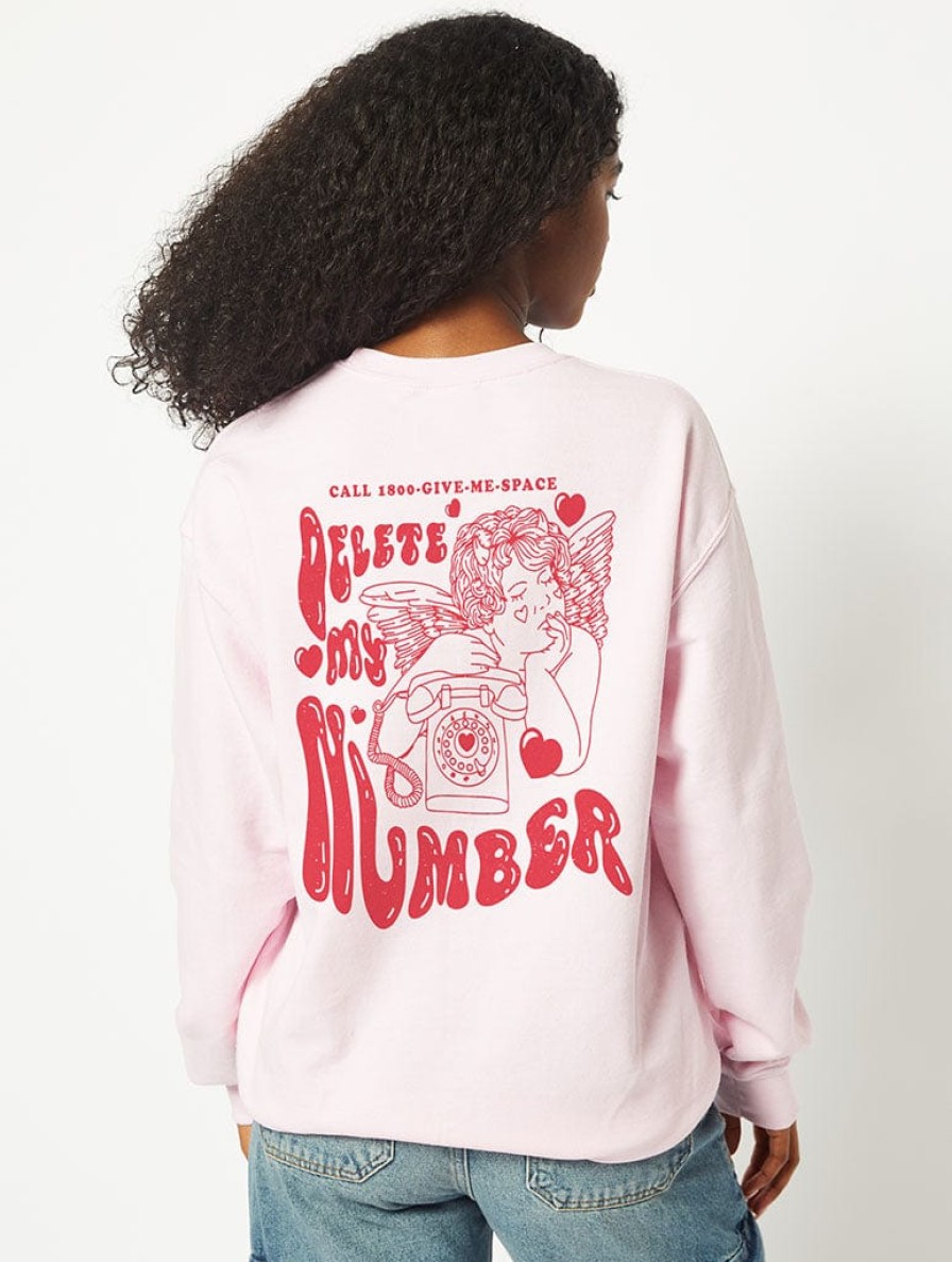 Skinnydip London Delete My Number Sweatshirt In Pink Hoodies & Sweatshirts