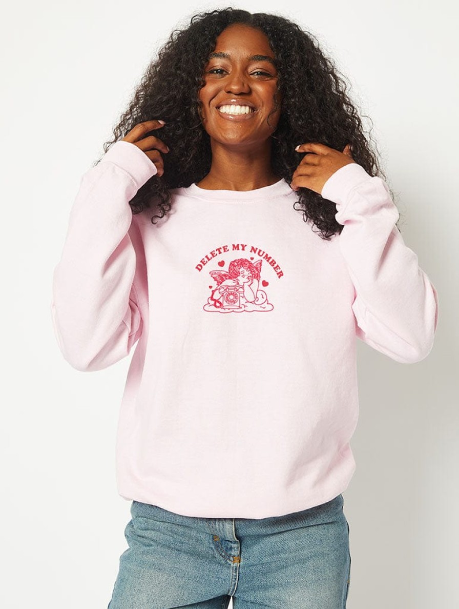 Skinnydip London Delete My Number Sweatshirt In Pink Hoodies & Sweatshirts