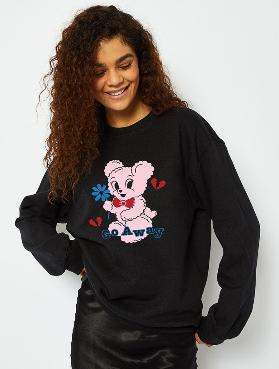 Skinnydip London Go Away Bear Sweatshirt In Black Loungewear