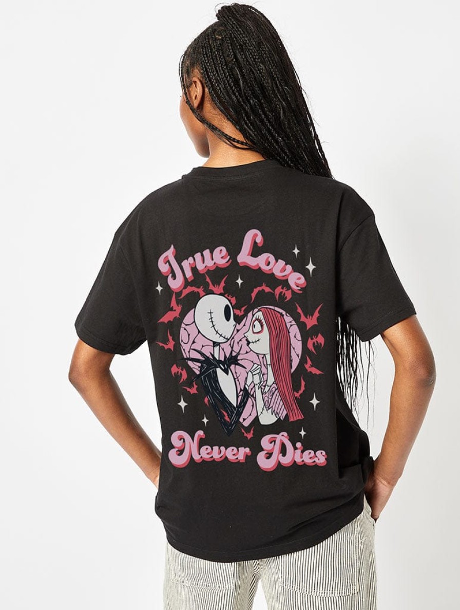 Skinnydip London Disney Jack & Sally T-Shirt In Black Tops & T-Shirts