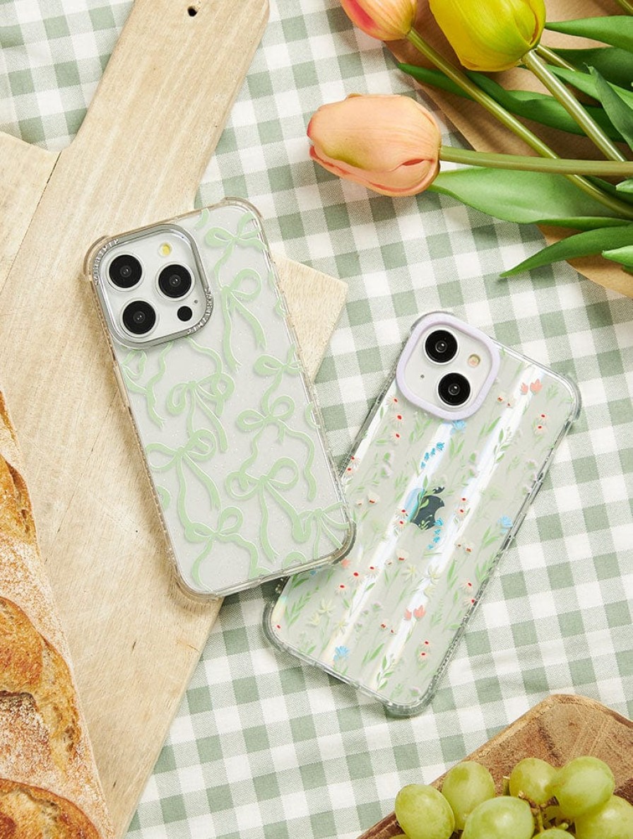 Skinnydip London Sage Bows Glitter Shock Iphone Case Iphone 12 Pro Cases