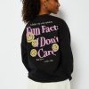 Skinnydip London Fun Fact I Don'T Care Sweatshirt In Black Hoodies & Sweatshirts