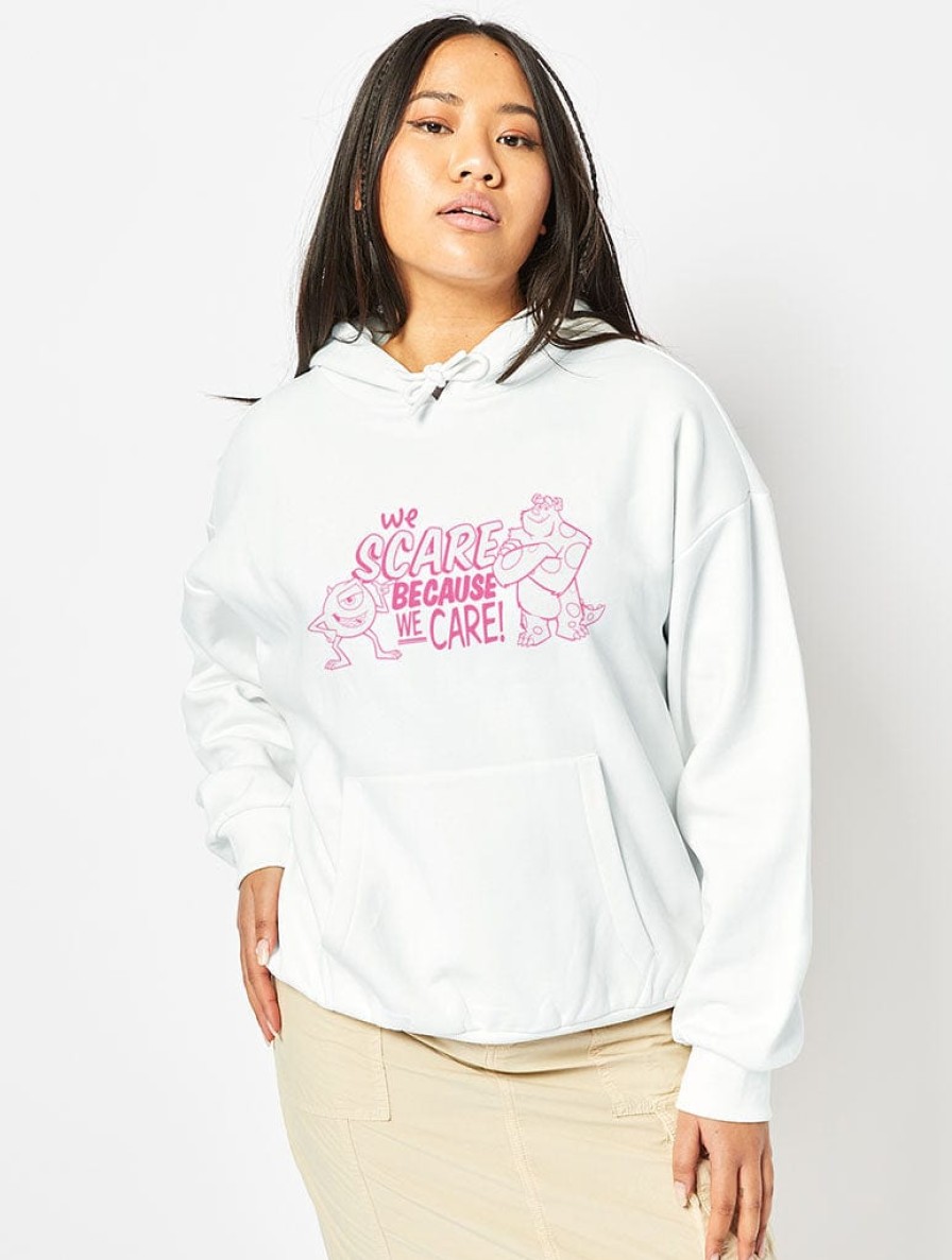 Skinnydip London Disney Monsters Inc We Scare Because We Care Hoodie In White Hoodies & Sweatshirts