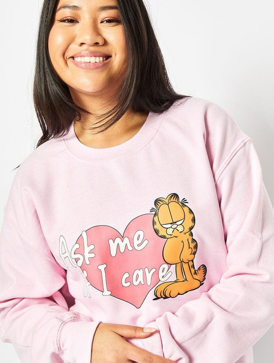 Skinnydip London Garfield X Skinnydip Ask Me If I Care Sweatshirt In Pink Loungewear