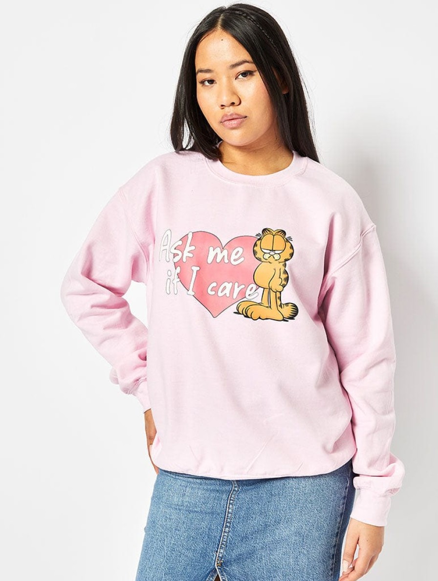 Skinnydip London Garfield X Skinnydip Ask Me If I Care Sweatshirt In Pink Loungewear