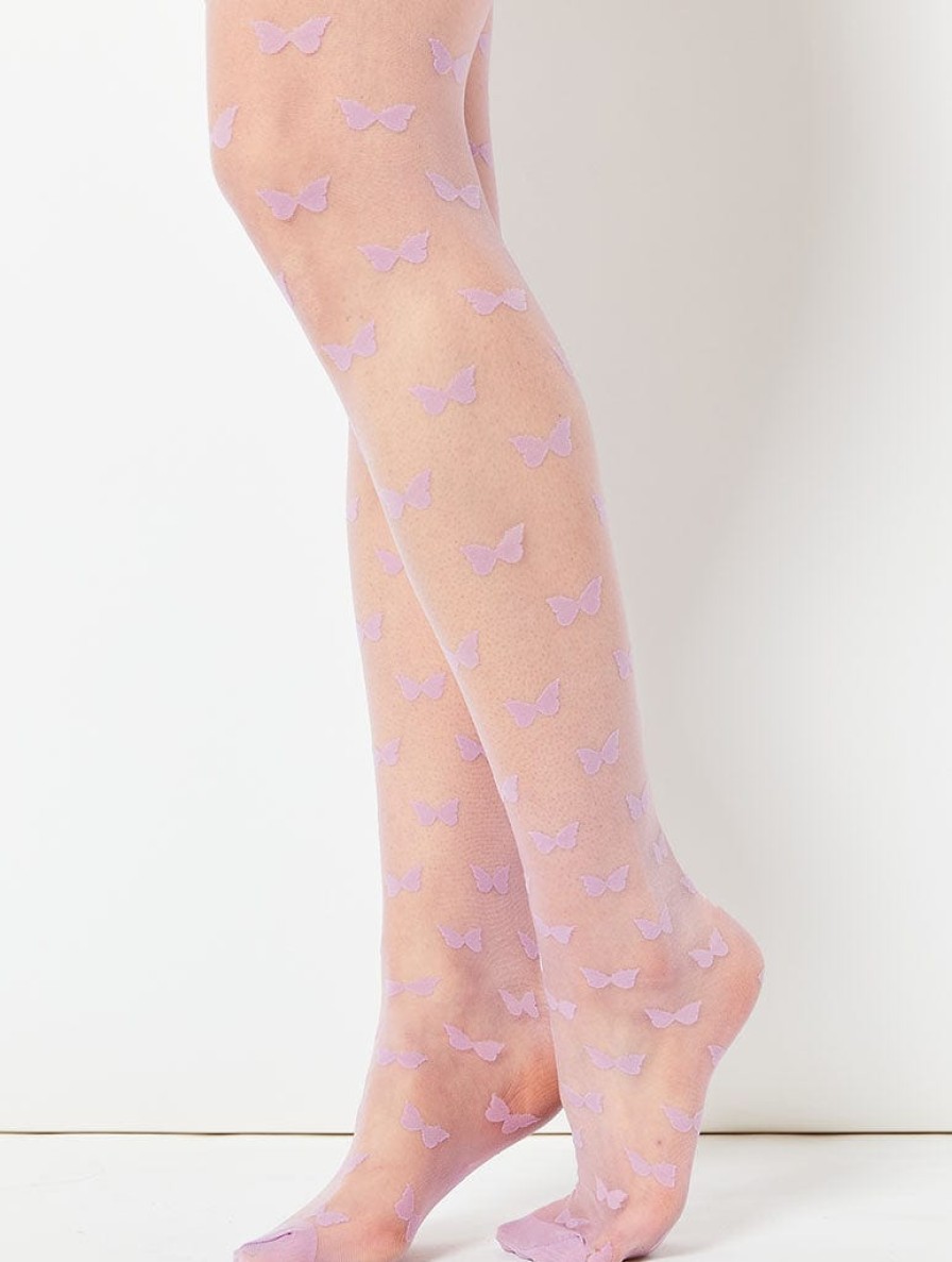 Skinnydip London Purple Butterfly Print Tights Socks & Tights