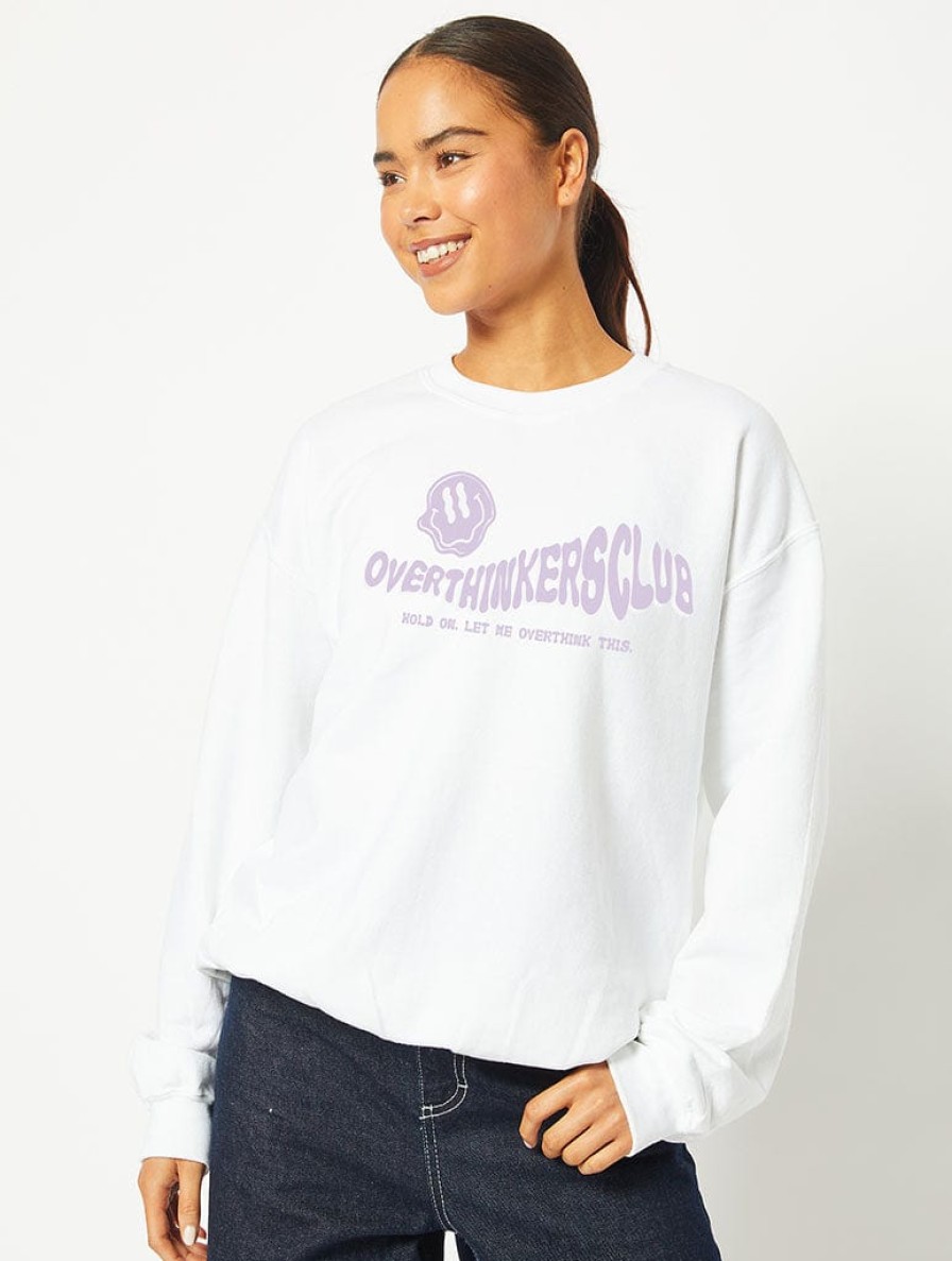 Skinnydip London Overthinkers Club Sweatshirt In White Loungewear