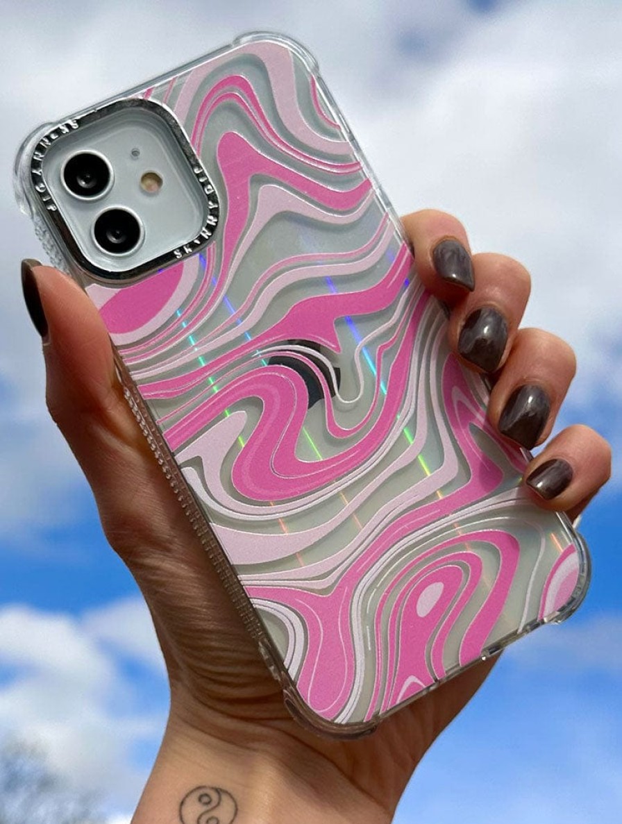 Skinnydip London Baby Pink Swirl Holo Shock Iphone Case Iphone Xr / 11 Cases