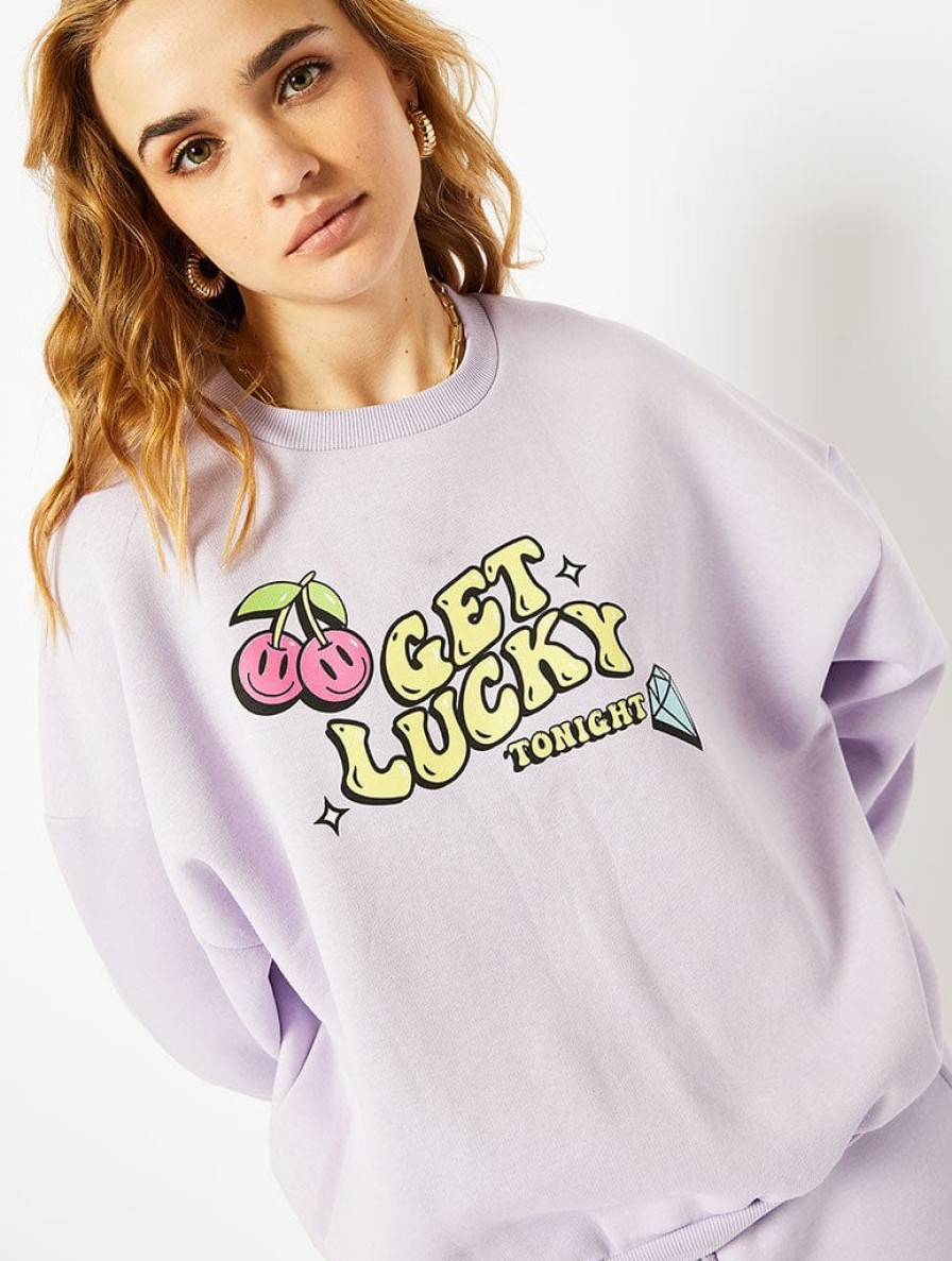 Skinnydip London Get Lucky Oversized Sweatshirt In Purple Hoodies & Sweatshirts