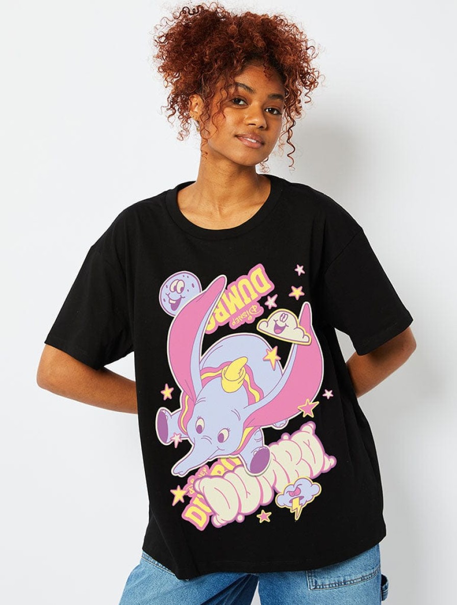 Skinnydip London Disney Dumbo Graphic T-Shirt In Black Tops & T-Shirts