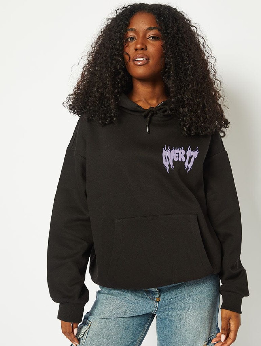 Skinnydip London Over It Teddy Hoodie In Black Hoodies & Sweatshirts