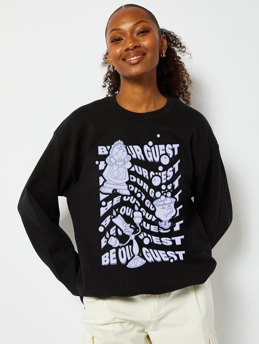 Skinnydip London Disney Be Our Guest Sweatshirt In Black Loungewear