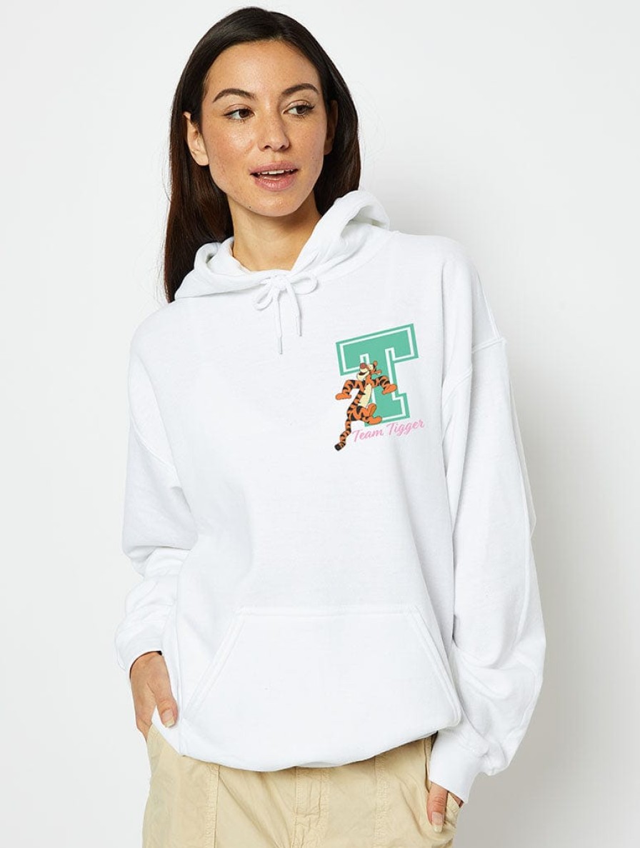 Skinnydip London Disney Tigger Varsity Hoodie In White Loungewear