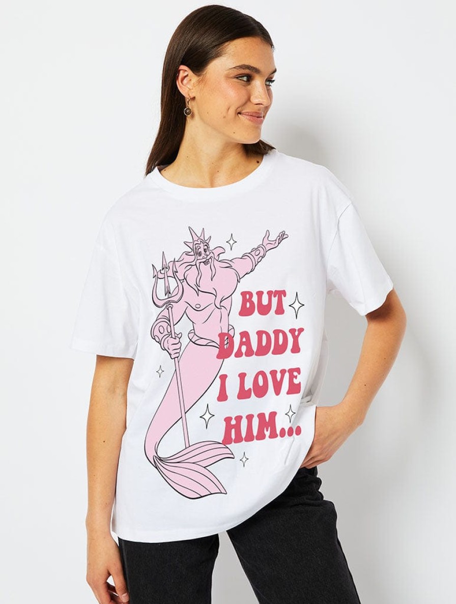 Skinnydip London Disney King Triton T-Shirt In White Tops & T-Shirts