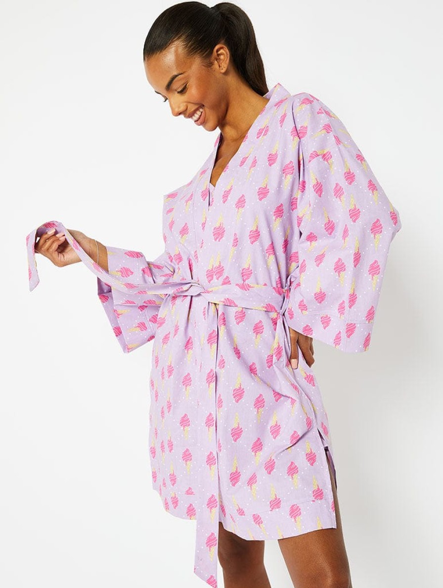 Skinnydip London Ice Cream Print Cotton Dressing Gown Nightwear