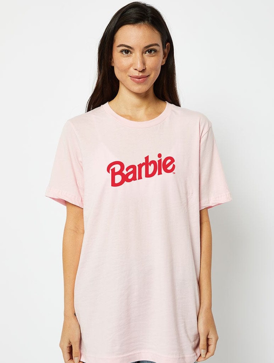 Skinnydip London Barbie X Skinnydip Pink & Red Logo T-Shirt Tops & T-Shirts