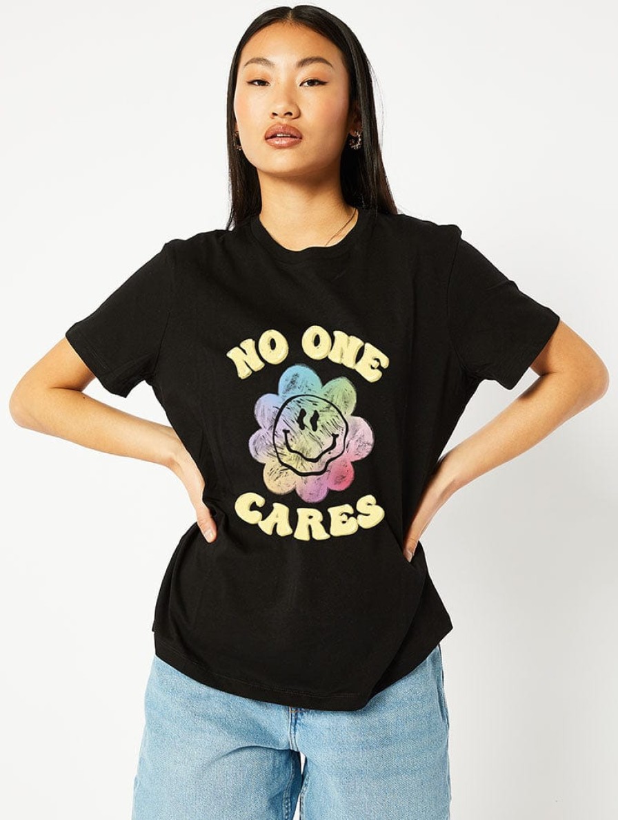 Skinnydip London No One Cares T-Shirt In Black Tops & T-Shirts