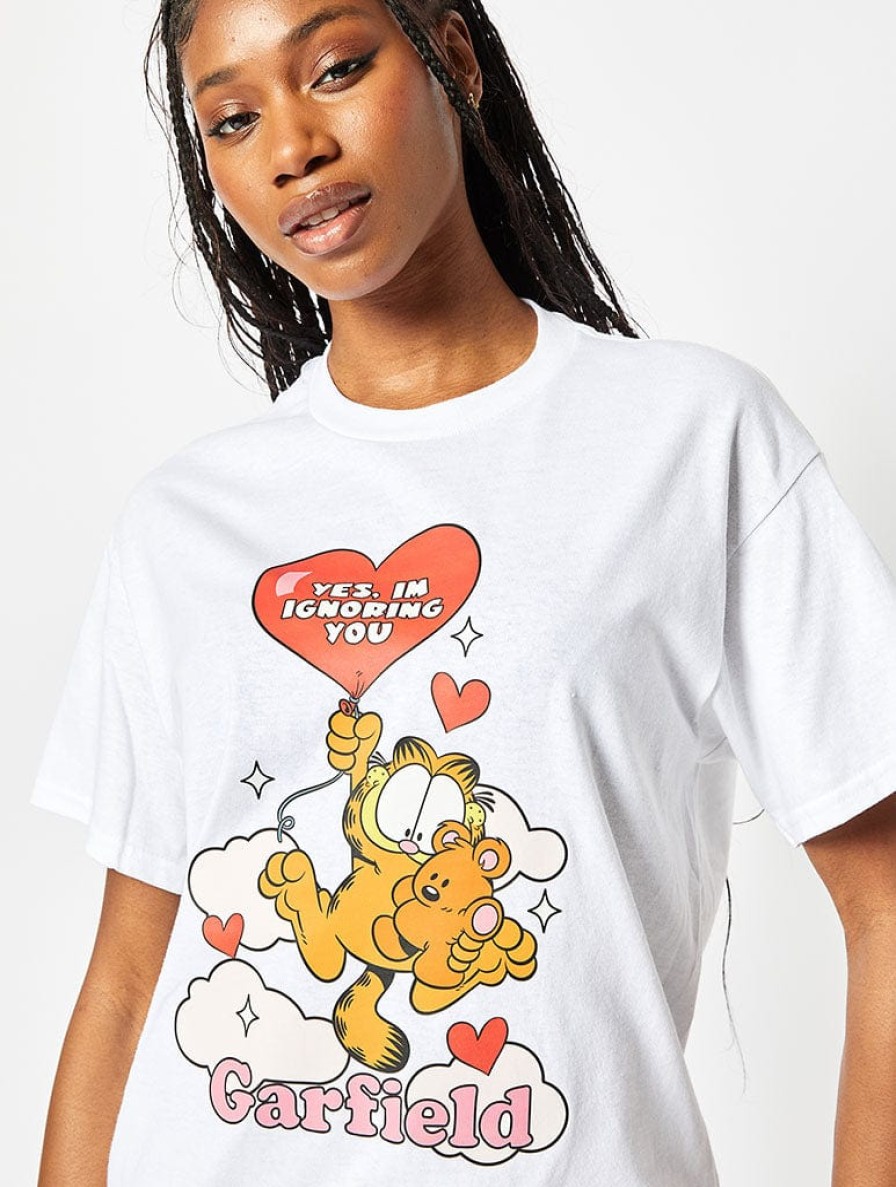 Skinnydip London Garfield X Skinnydip Yes I'M Ignoring You T-Shirt In White Tops & T-Shirts