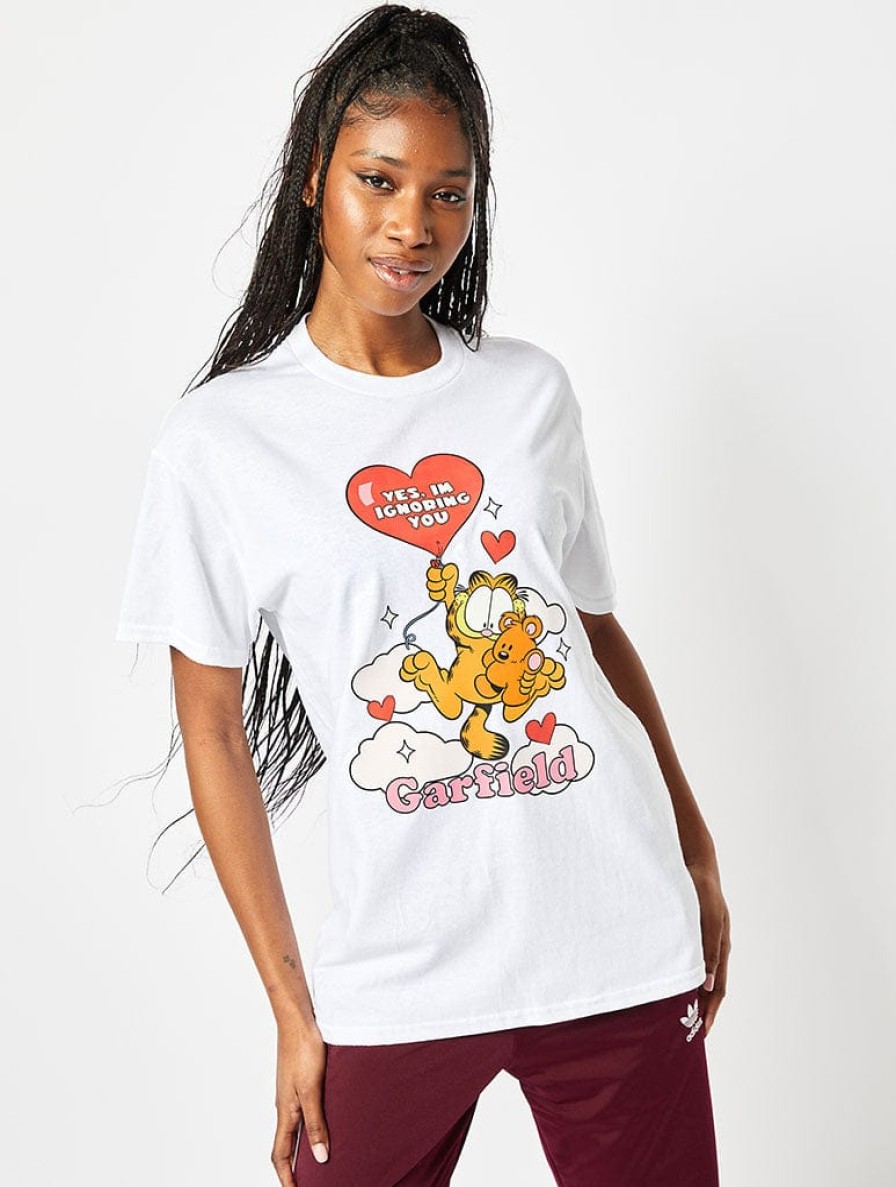 Skinnydip London Garfield X Skinnydip Yes I'M Ignoring You T-Shirt In White Tops & T-Shirts