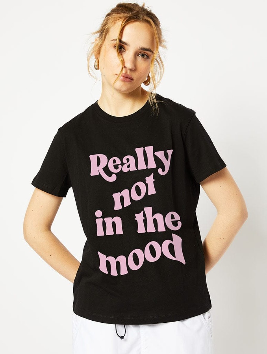 Skinnydip London Really Not In The Mood Black T-Shirt Tops & T-Shirts