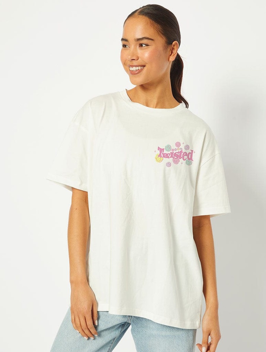 Skinnydip London You'Re Twisted T-Shirt In White Tops & T-Shirts